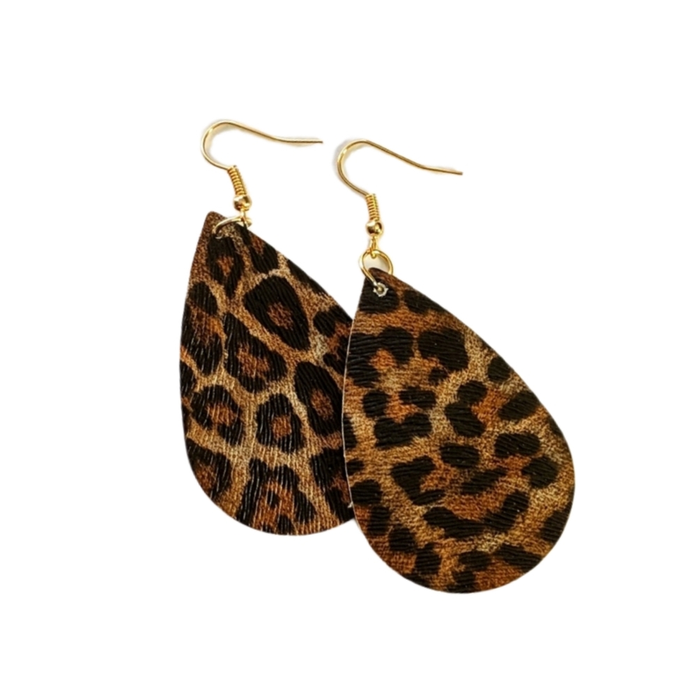 Leopard print teardrop earrings